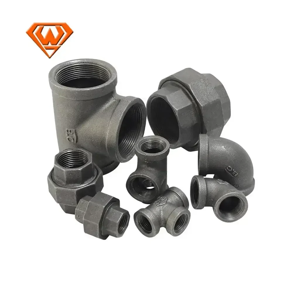 Plumbing Water Line Thread Black Malleable Cast Iron Pipe Fitting 3/4 Size