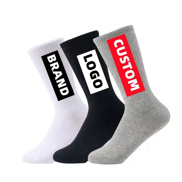 Design Own Logo Crew Socks No Minimum Order Private Your Label Bamboo Cotton Black Man Sport Sock Custom Socks