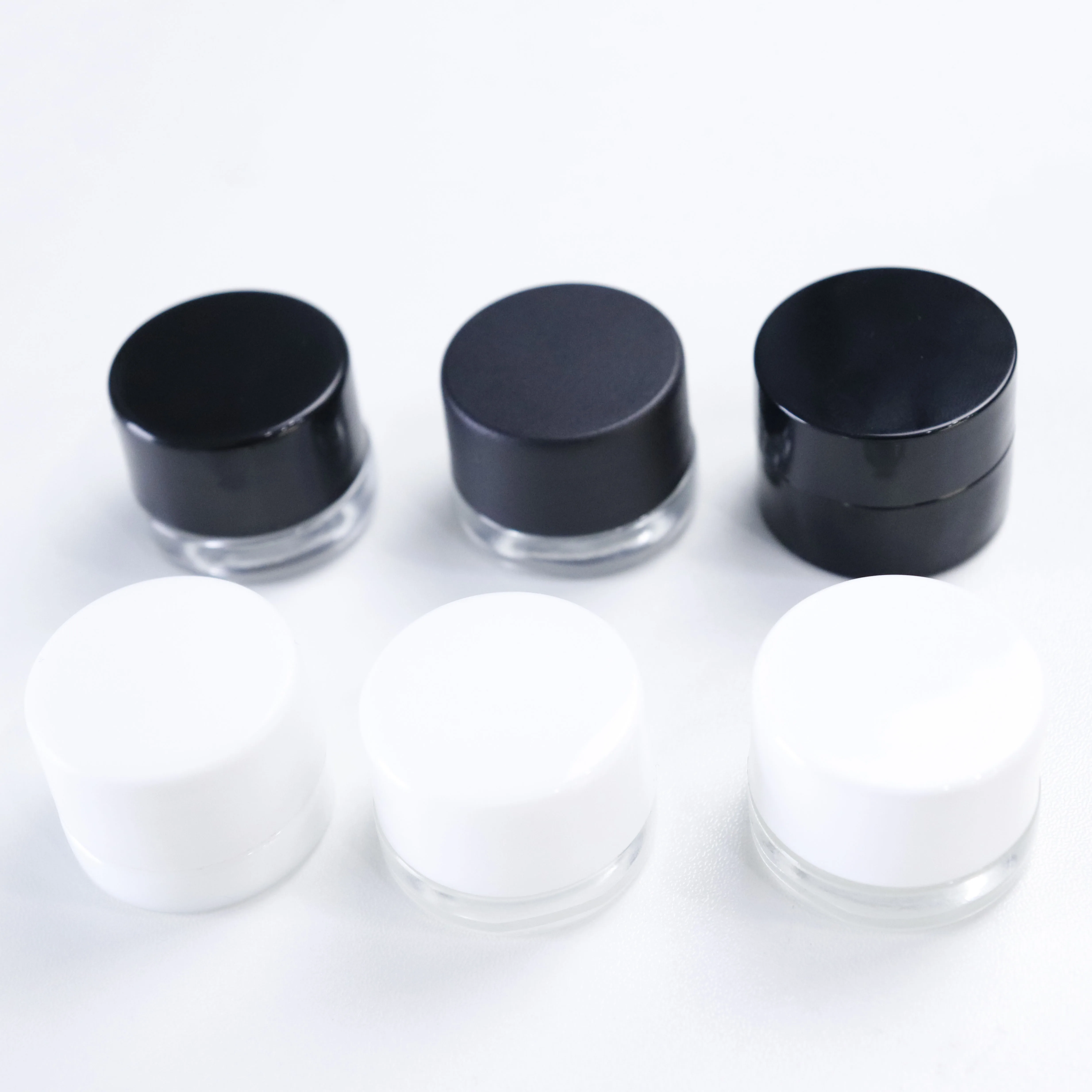 Custom Thick Bottom Low Profile 3ml 7ml 9ml Glass Concentrate Jars 3ml 5ml small container for CBD wax oil medical oils