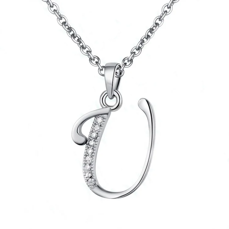 R.GEM. Girl Gift Fashion Simple Chic Jewelry Personalized S925 Sterling Silver Cubic Zirconia Initial Letter Pendant Necklace