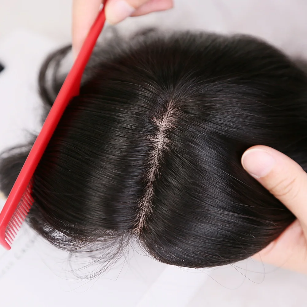 Top Hair pieces for women virgin european remy human hair hair toppers full ends weft section with silk base toppers