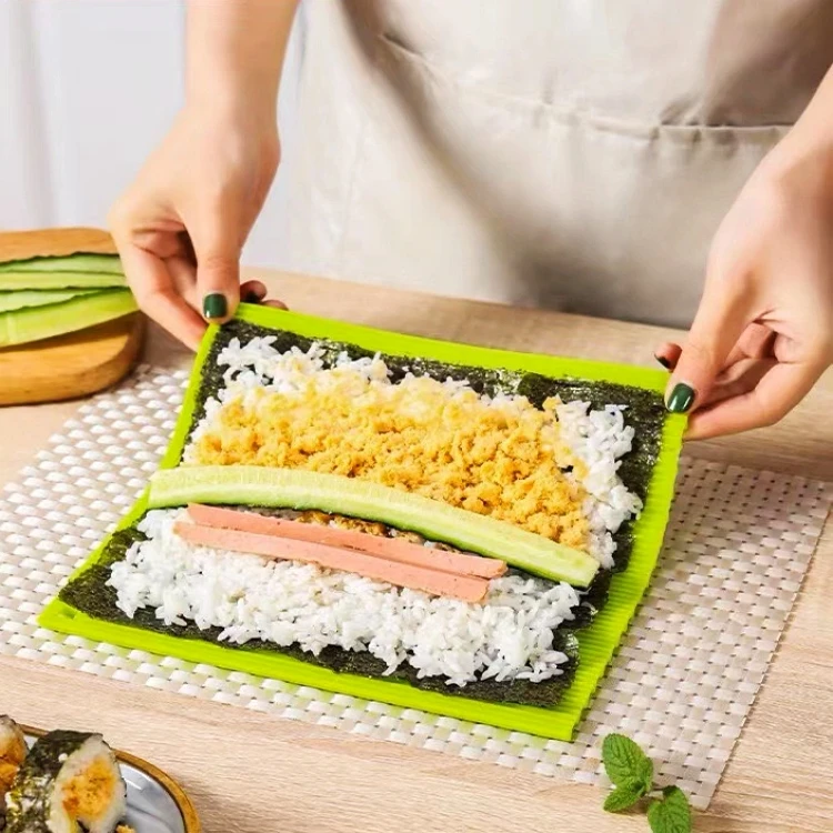 Hot sales Safe Silica Gel Collapsible DIY sushi tools silicone Sushi Rolling Maker mat japanese sushi Bamboo Rolling Mats