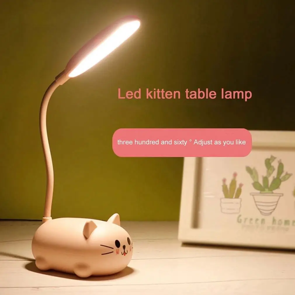 Hot LED Table Lamp Cartoon Cute Pet Cat Night Light Usb Rechargeable Led Table Light Child Eye Protection Warm White Desk Lamp