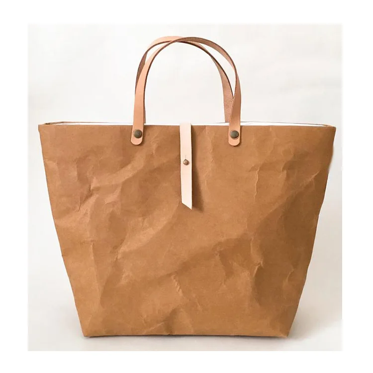 Eco Friendly Washable Kraft Paper Reusable Blank Tote Bag