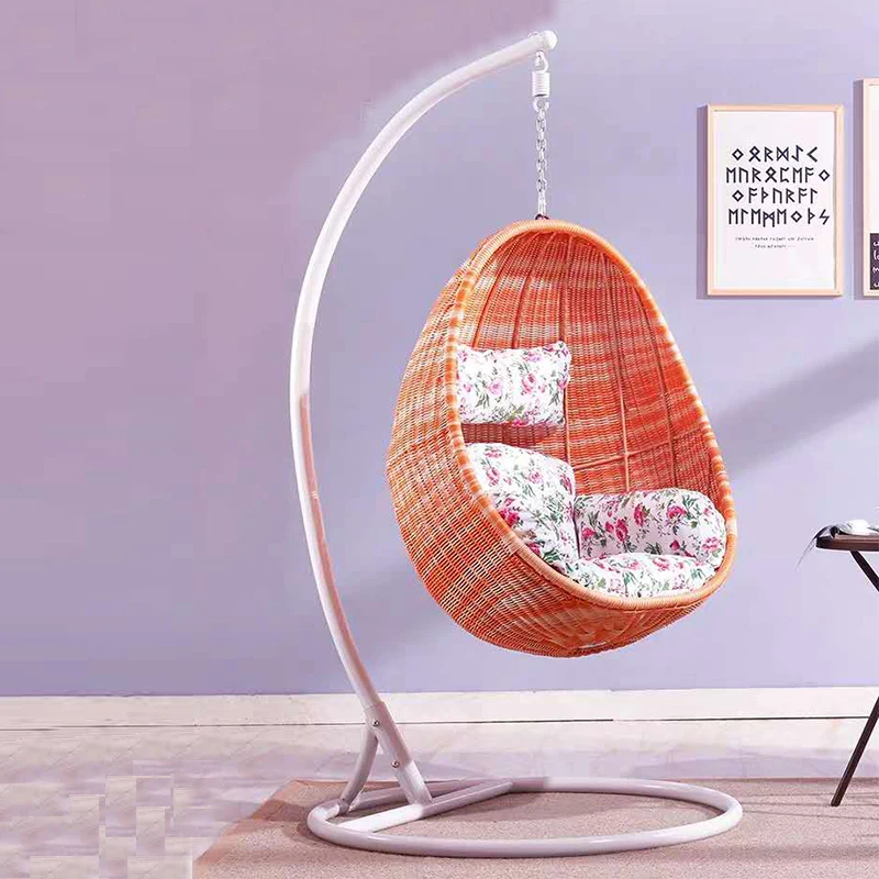 PE Rattan Metal Stand Patio Hanging Swing Egg Chair Double Seated Garden Outdoor Wicker Cocoon