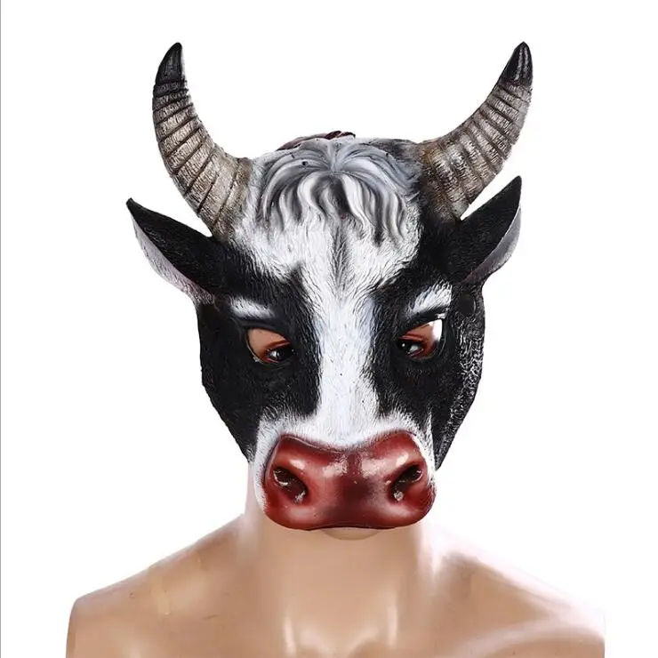 Dairy cow  Mask Animal Half Face Cow Ear Mask for Easter Halloween Party Mardi Gras Costume Accessory party face mask