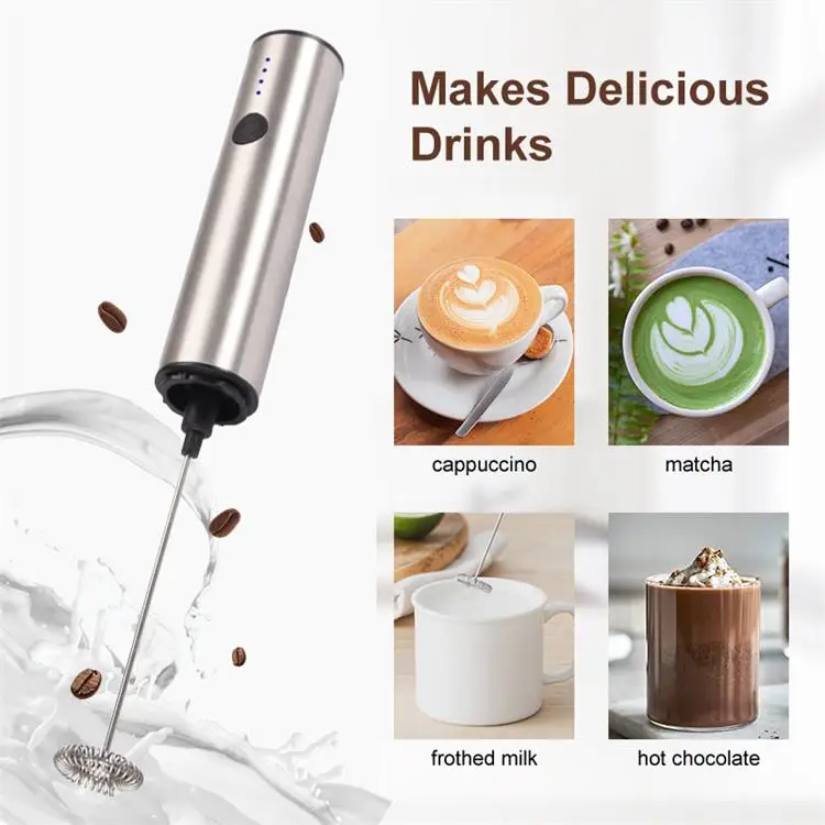 HIMA 3 Speed Portable Handheld Milk Frother USB Rechargeable Electric Foam Maker Drink Mixer Milk Frother With Stand