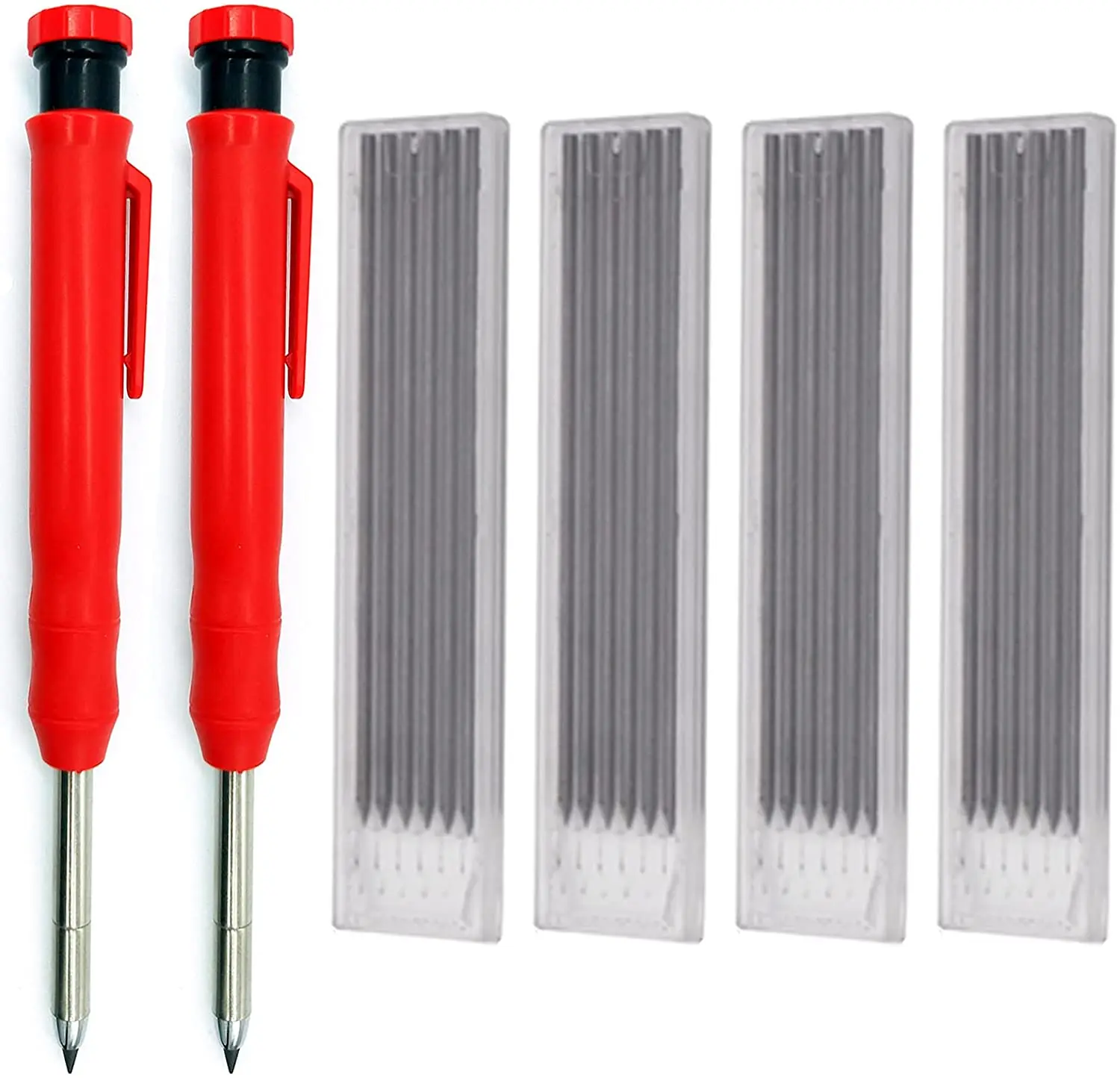 Woodworking Tool Mechanical Carpenter Pencil Deep Hole Construction Solid PVC Box Plastic Metal Pencil Set with Refill Sharpener