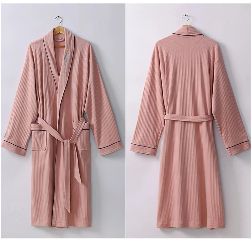 Pure Cotton four seasons wear Woman Bathrobe thin water absorbing bathrobe long winter robes adult