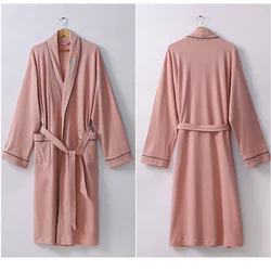 Pure Cotton four seasons wear Woman Bathrobe thin water absorbing bathrobe long winter robes adult