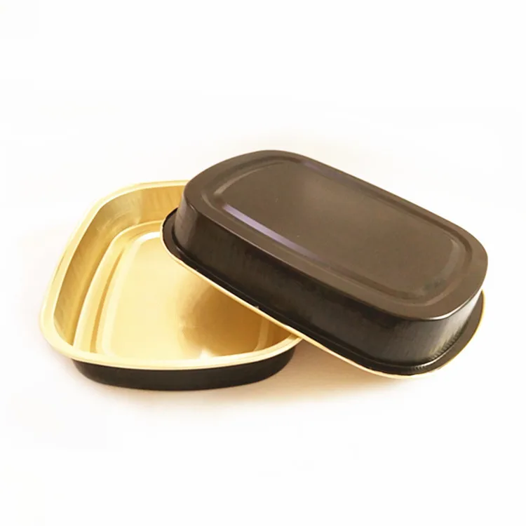 Black gold aluminum tray Microwave Disposable aluminium containers bakeware aluminum foil take-out pan foil containers