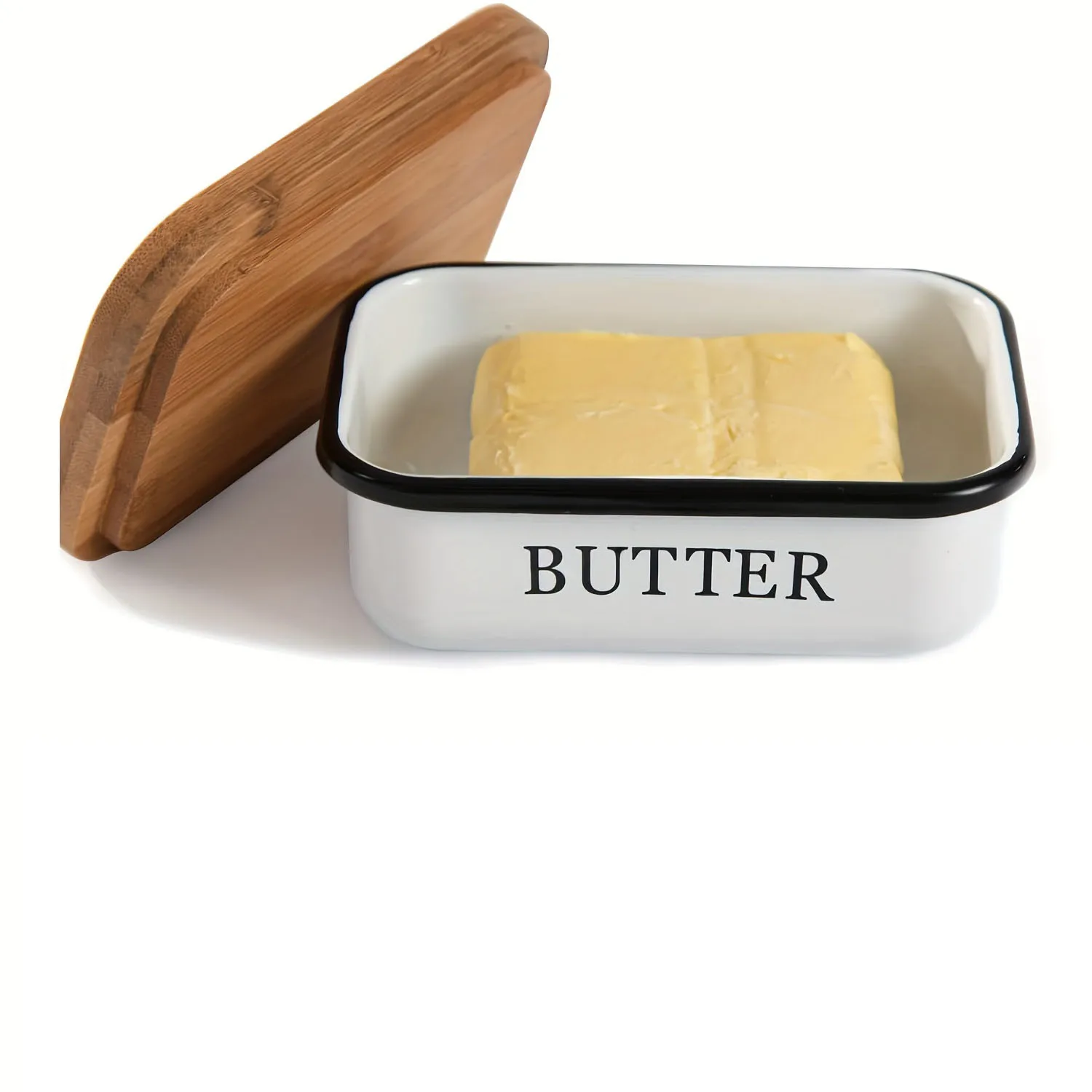 Multi-Function Butter Dish Elegant & Sustainable Bamboo Lid Butter Dishes