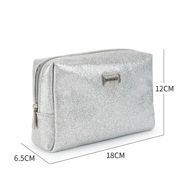 Factory design latest Cosmetics portable convenience storage Customized Logo Flash leather Makeup Bag