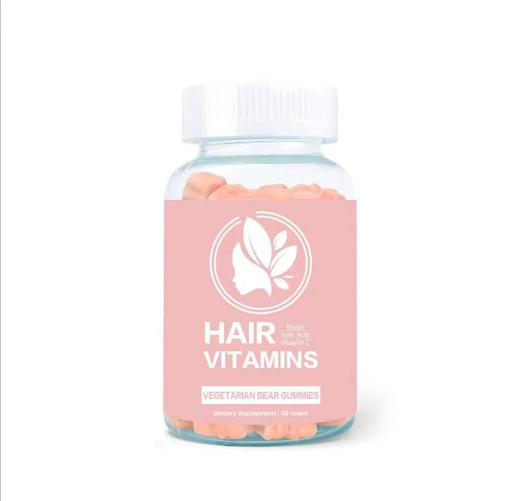 Hair Vitamin Gummies Strawberry Flavored Little Bear Shape Hair Collagen Whitening Candy Supports Hair Growth