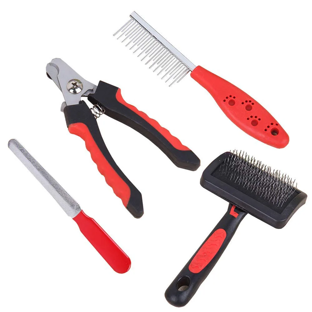 4 Pieces Pet Grooming Tools Set with Box Bundled Cleaner Dog for Medium Dogs Cats