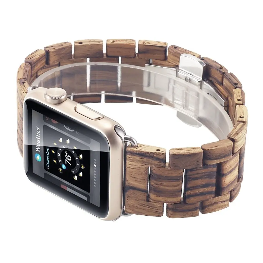  Заводской браслет ручной работы из натурального дерева Apple Watch деревянный ремешок индивидуальный