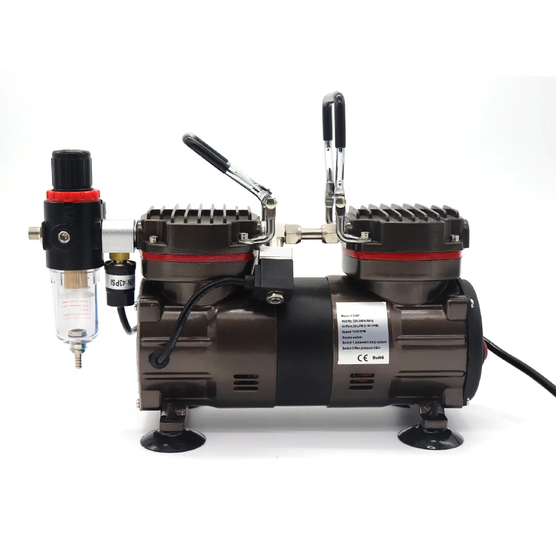 Twin cylinder Airbrush compressor TC-90 for hobby, tattoo, cake decoration