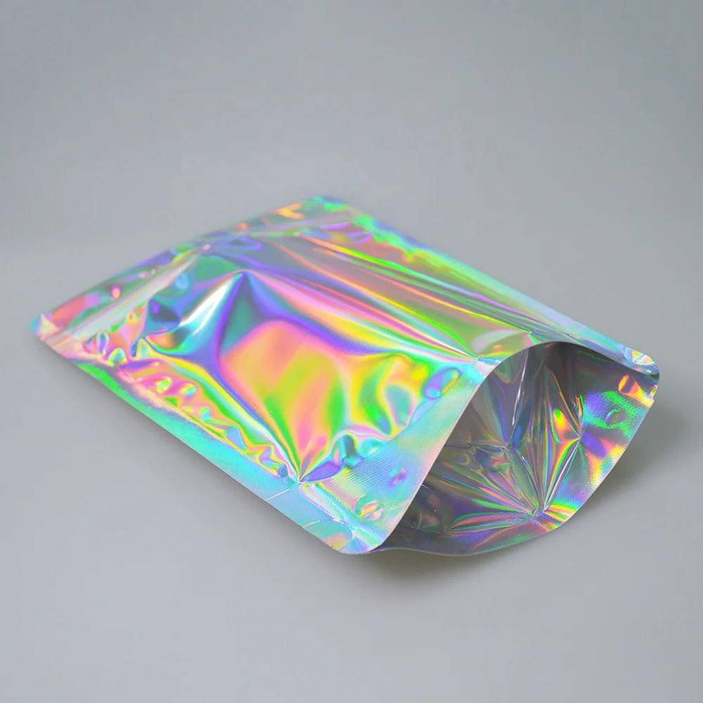  Пользовательских матовое золото resealable стоьте вверх ziplock голографическая майларовая упаковка с застежкой из алюминиевой фольги для упаковки пищевых продуктов на