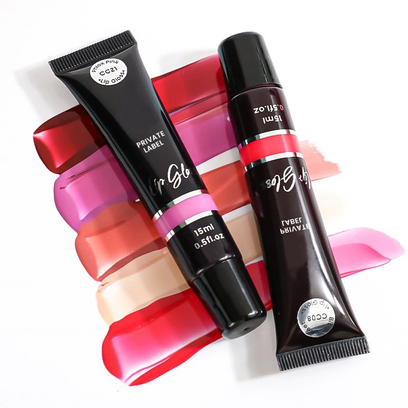 MLM Custom makeup 24 Colors Private Label Vendor Nude Vegan Glossy Lipgloss Plumping Liquid Lipstick Glossy Lip Gloss