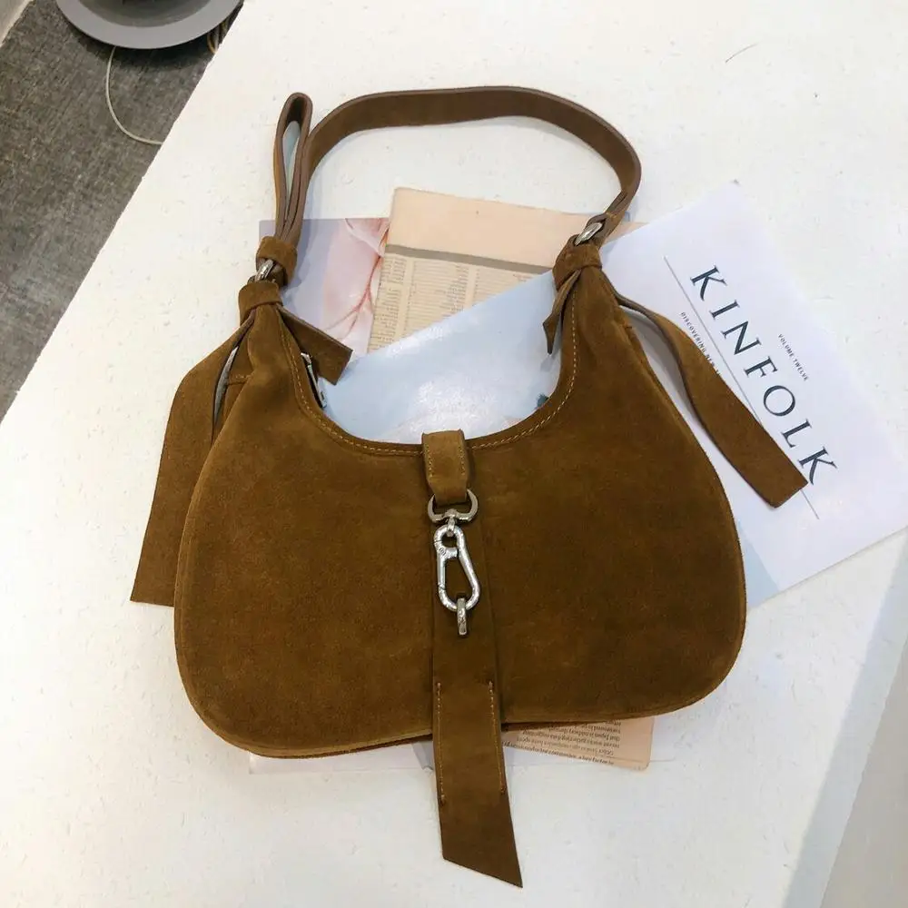 
2021 autumn and winter new PU bag leather suede handbags Korea advanced temperament underarms web celebrity wild Shoulder bag 