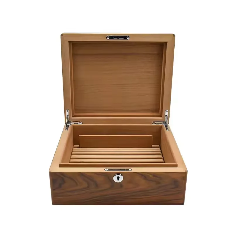 Spanish Cedar Humidor Factory Custom  Wood Cigar   Luxury Piano paint cuban cigar box hygrometer
