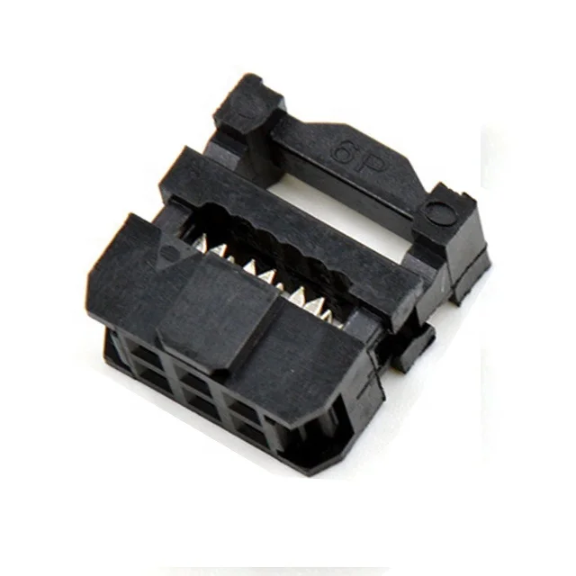 2.54mm  IDC 6P Cable connector FC crimping connector Small convex slotless nickel