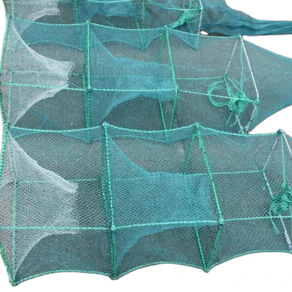 Factory long fishing net trap for crab lobster shrimp PE great wall cage agriculture fishing trap fyke  net