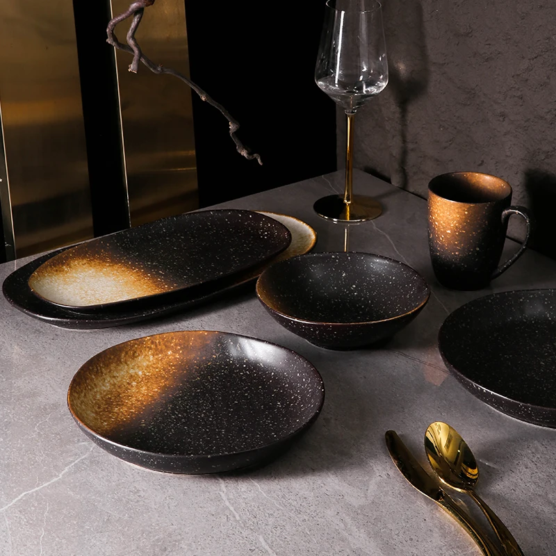 WEIYE China Ceramic Galaxy Premium Quality Crockery Porcelain Dinner Sets Reactive Glaze Stoneware Dinnerware Set