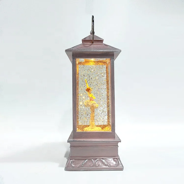 Artificial Style and Water Globe Product Type USB  LED Acrylic Dancing Angle Christmas Ornaments Snow Blow Lantern Plastic Craft