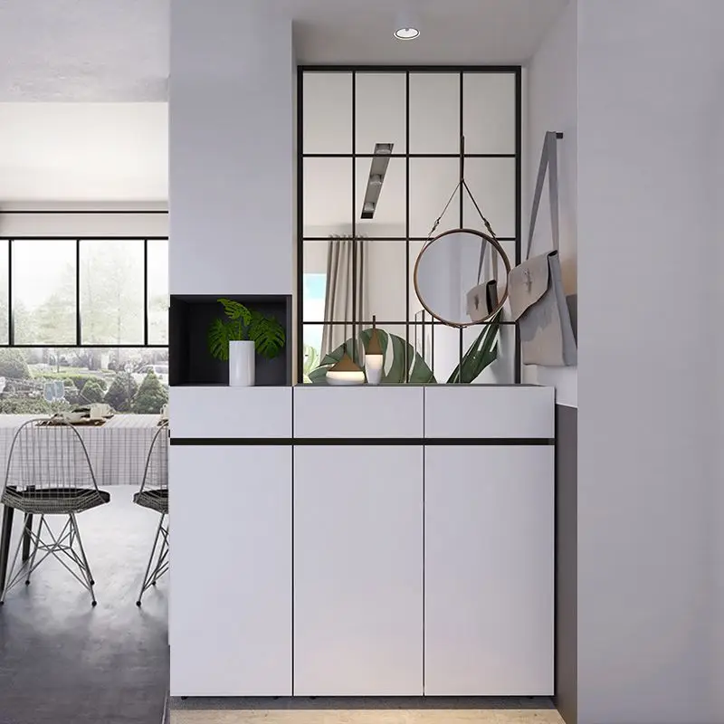 Роскошный стеклянный шкаф для обуви, Минималистичная вместительная мебель для дома, прихожей, простой современный тонкий входной шкаф