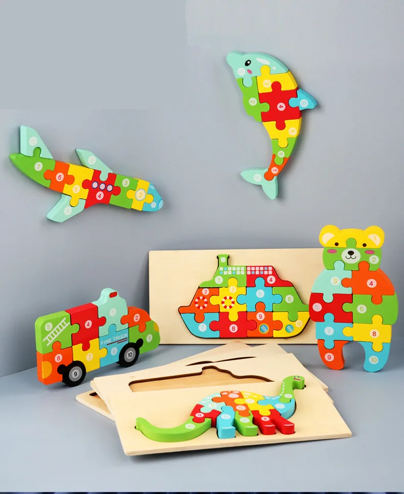 Wholesale Adult Kid Games 3d wooden animal puzzle toy