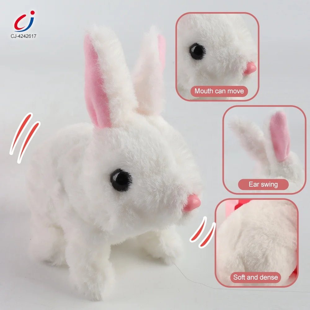 Chengji newest design electric pets rabbit plush toy simulated walking feeding pet care play vet set for kids