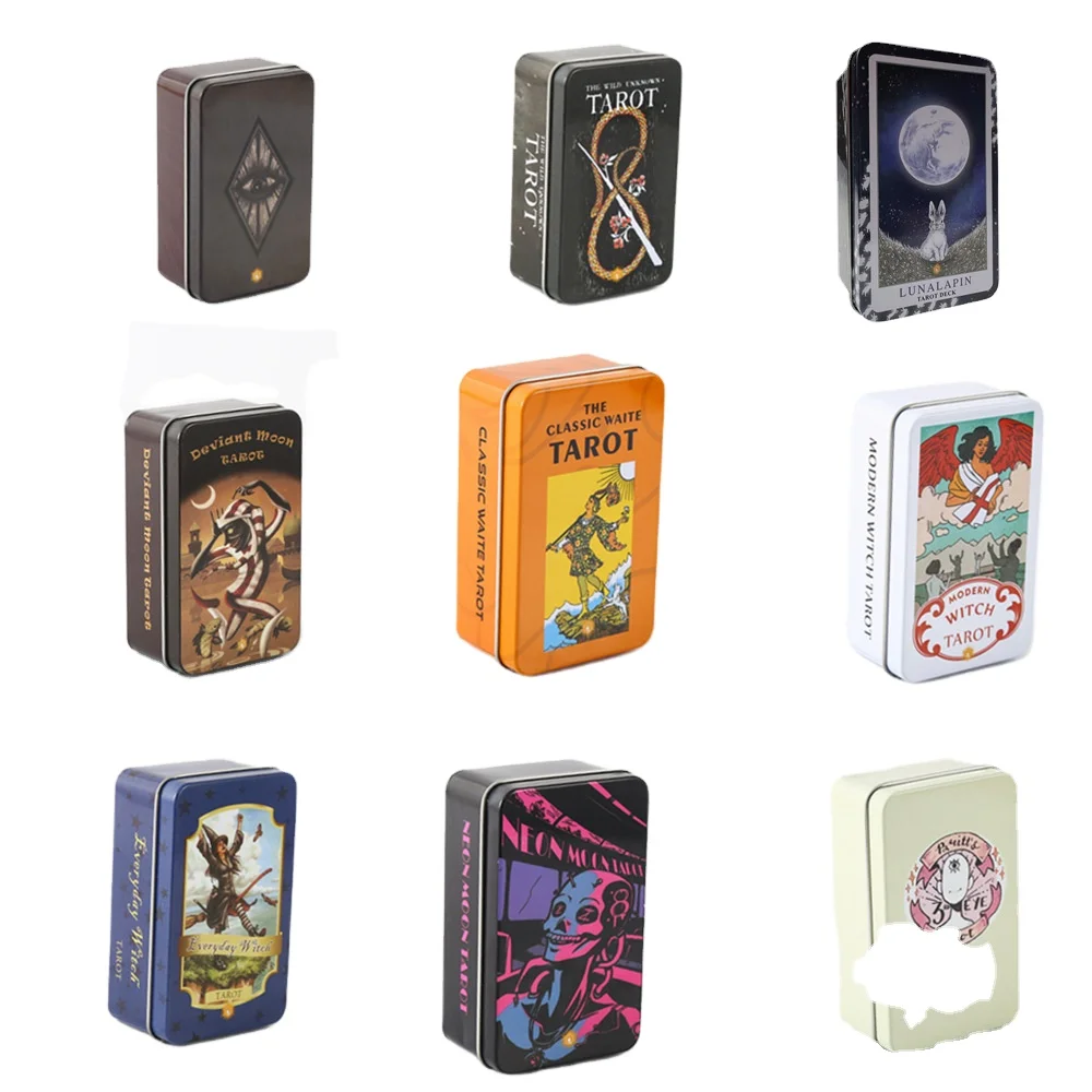 2022 New Style Hot sSamping Process High-grade Tin box Tarot Cards Deck With Paper Manual