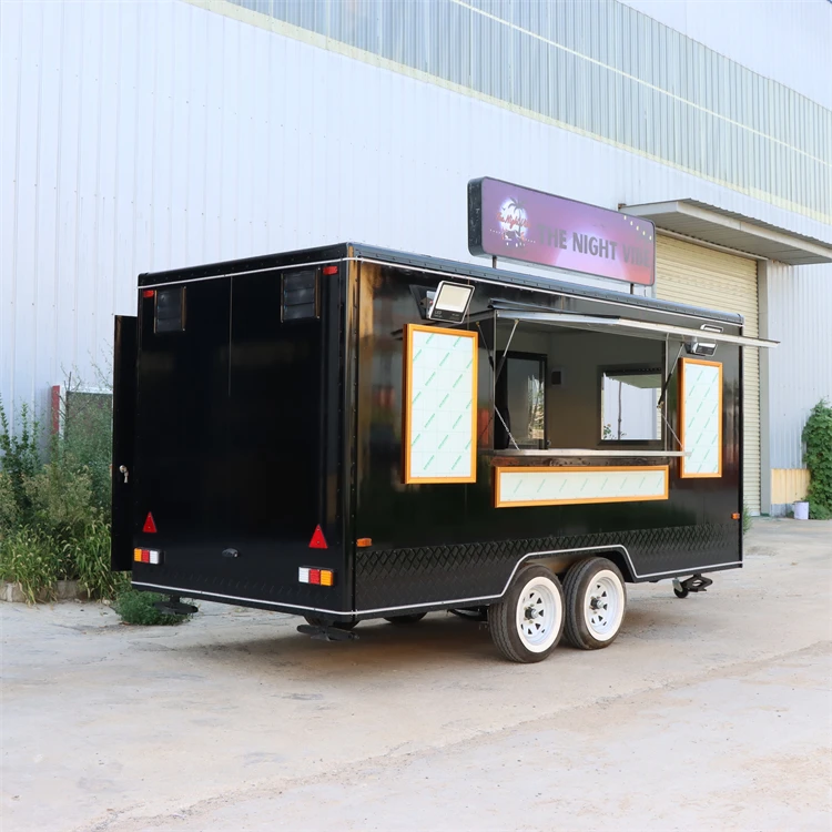 2025 ETO Cheapest Street Restaurant Food Cart Trailer With Customized Lightboard for Catering Big Truck Van
