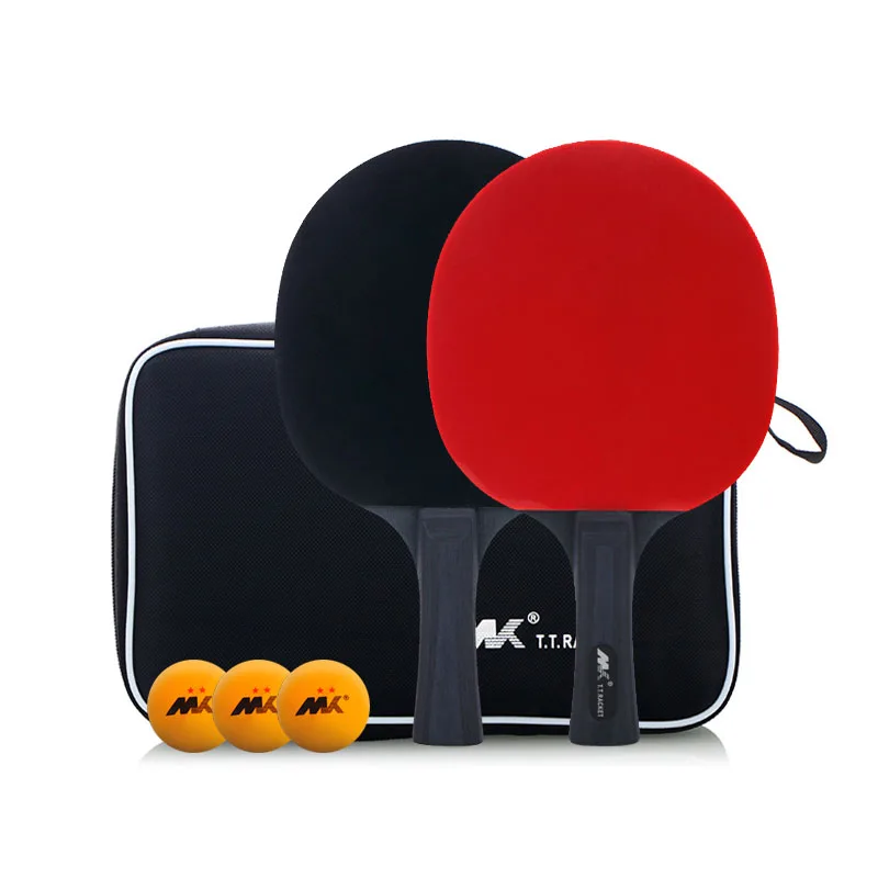 
 Amazon Hot Sale 2pcs/Set Customized Table Tennis Racket Bat Ping Pong Paddle Ball Set with Carrying Bag  
