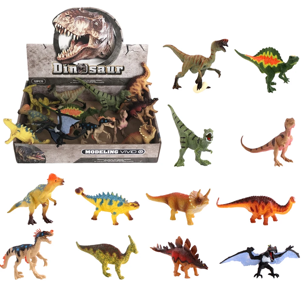 Dinosaur toys 12 Pcs 5 inch realistic dinosaur figure model pvc solid dinosaurs toys set