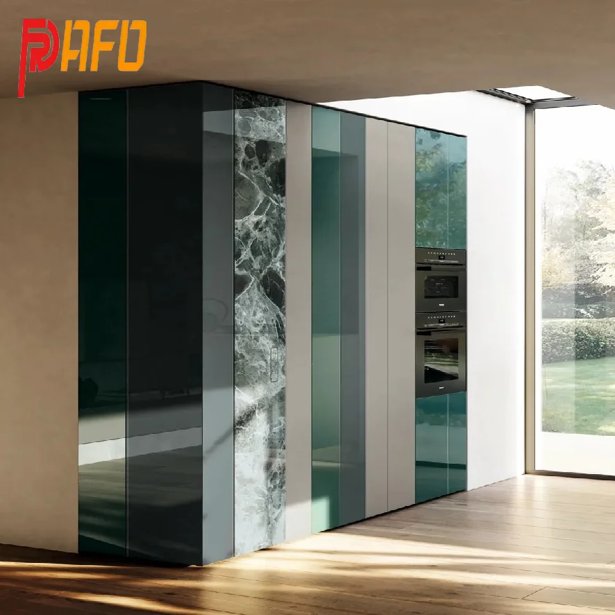 15 years factory  Modern luxury white high gloss paint household furniture kitchen cabinet set with island