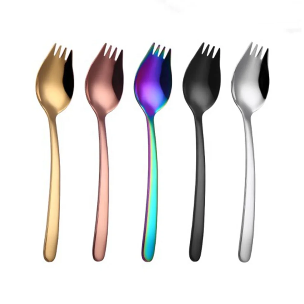 2 in 1 Fork and Spoon Combo, Ultra Lightweight Camping Cutlery Utensil Silverware, Titanium Spork for Travel