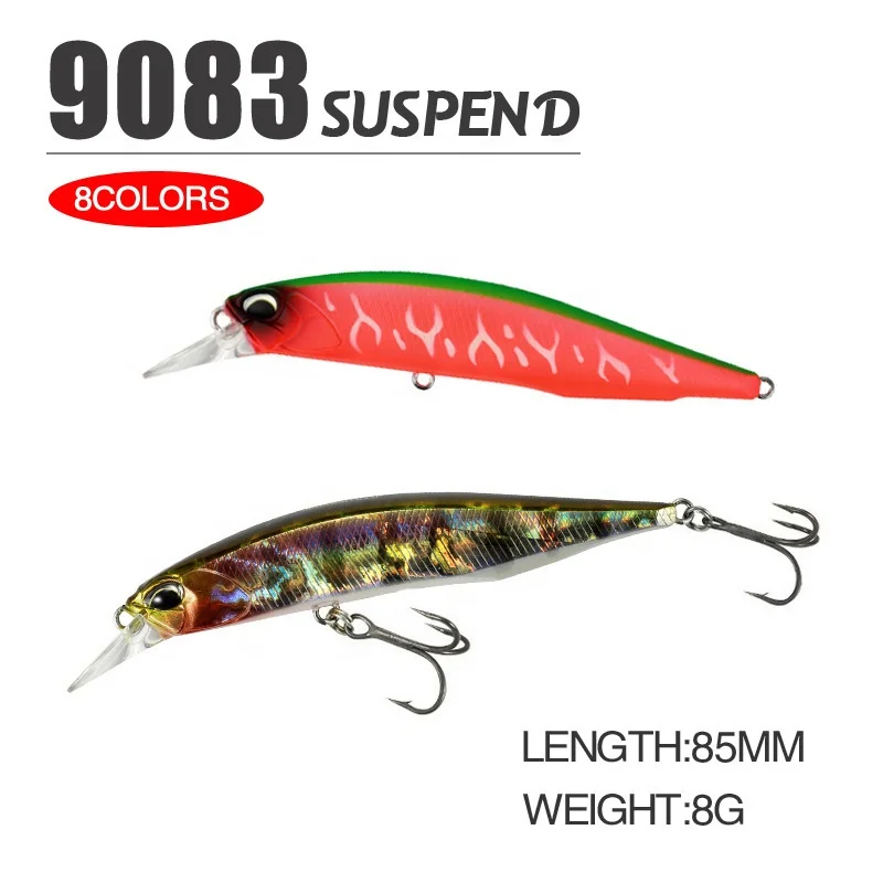 China Factory Floating Minnow Bait 85mm 8g Deep Diving Suspending Lure Swimbait Artificial Minnow Lure