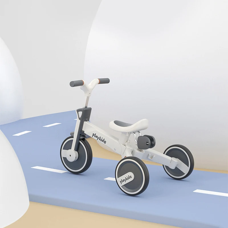Purorigin OEM Wholesale Multi-function 4-in1 Portable Folding 3 Wheel Cycle Baby Balance Bike Tricycle for Kids 1 to 6 Years Old