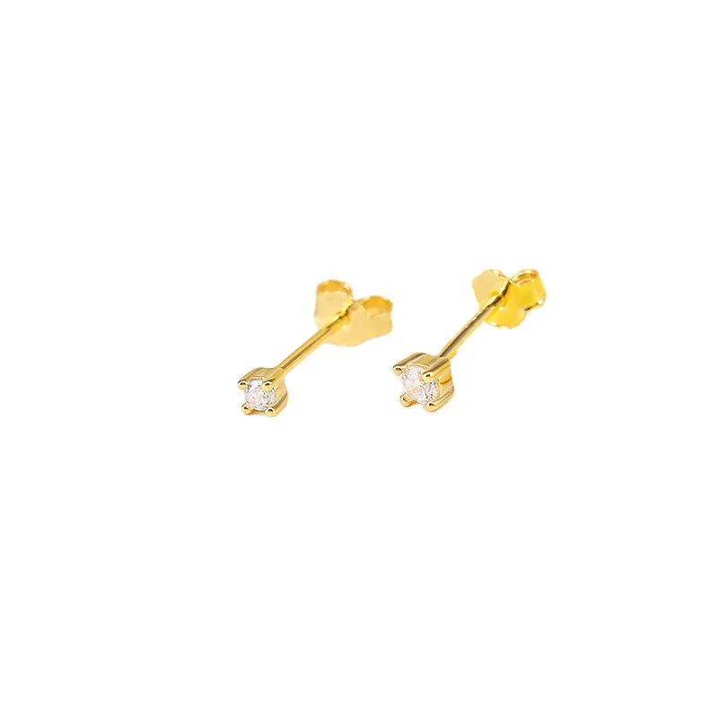 2024 New stylish 18k gold-plated sterling silver stud earrings with diamonds