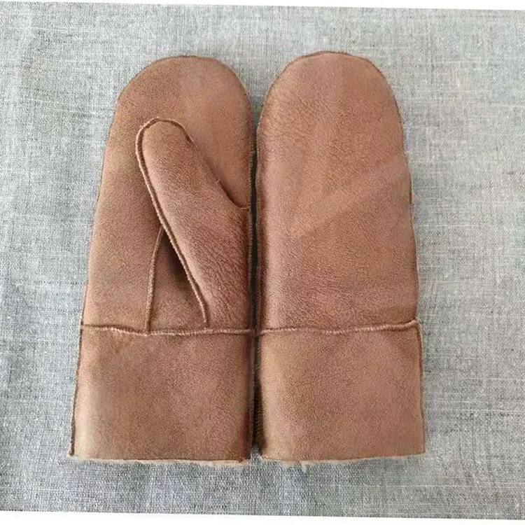 WRH Fashion Winter Gloves Sheepskin Leather Driving  Gloves Women