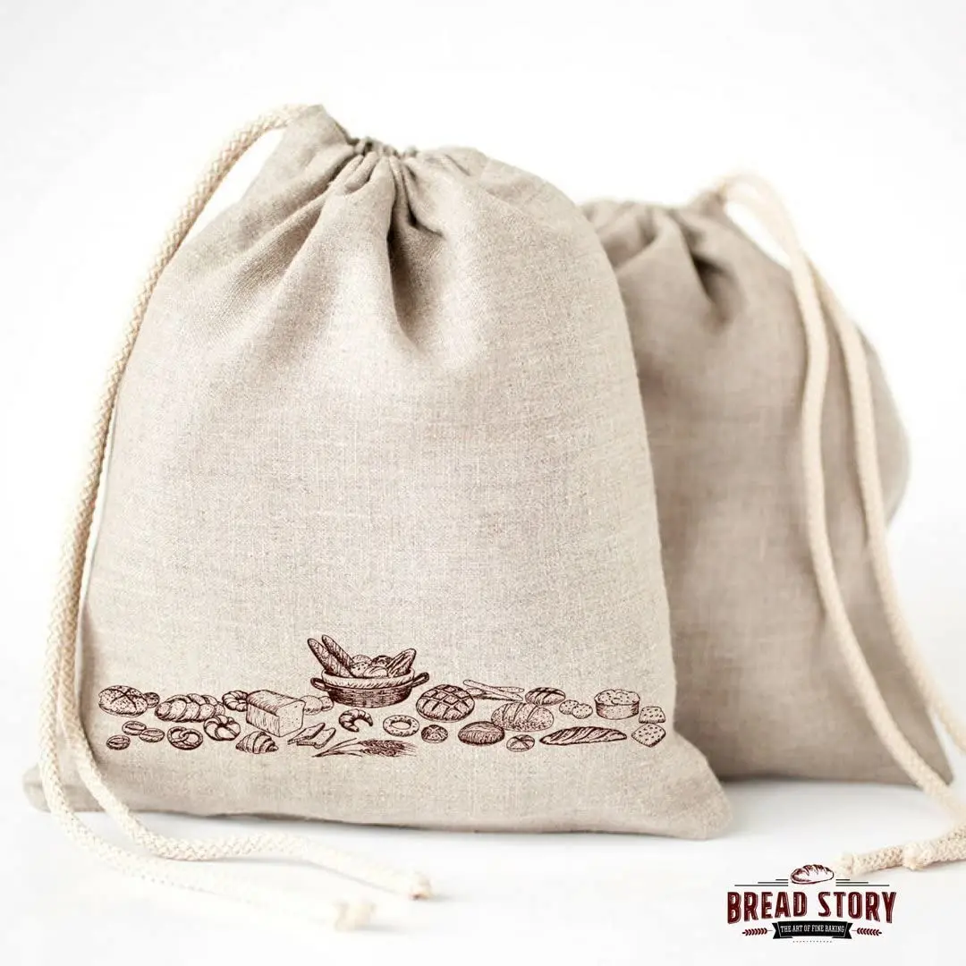 
Wholesale High Quality Ecofriendly Unbleached Linen Reusable Food Biodegradable Bag Cotton Cloth Product Carry Bread Bag 