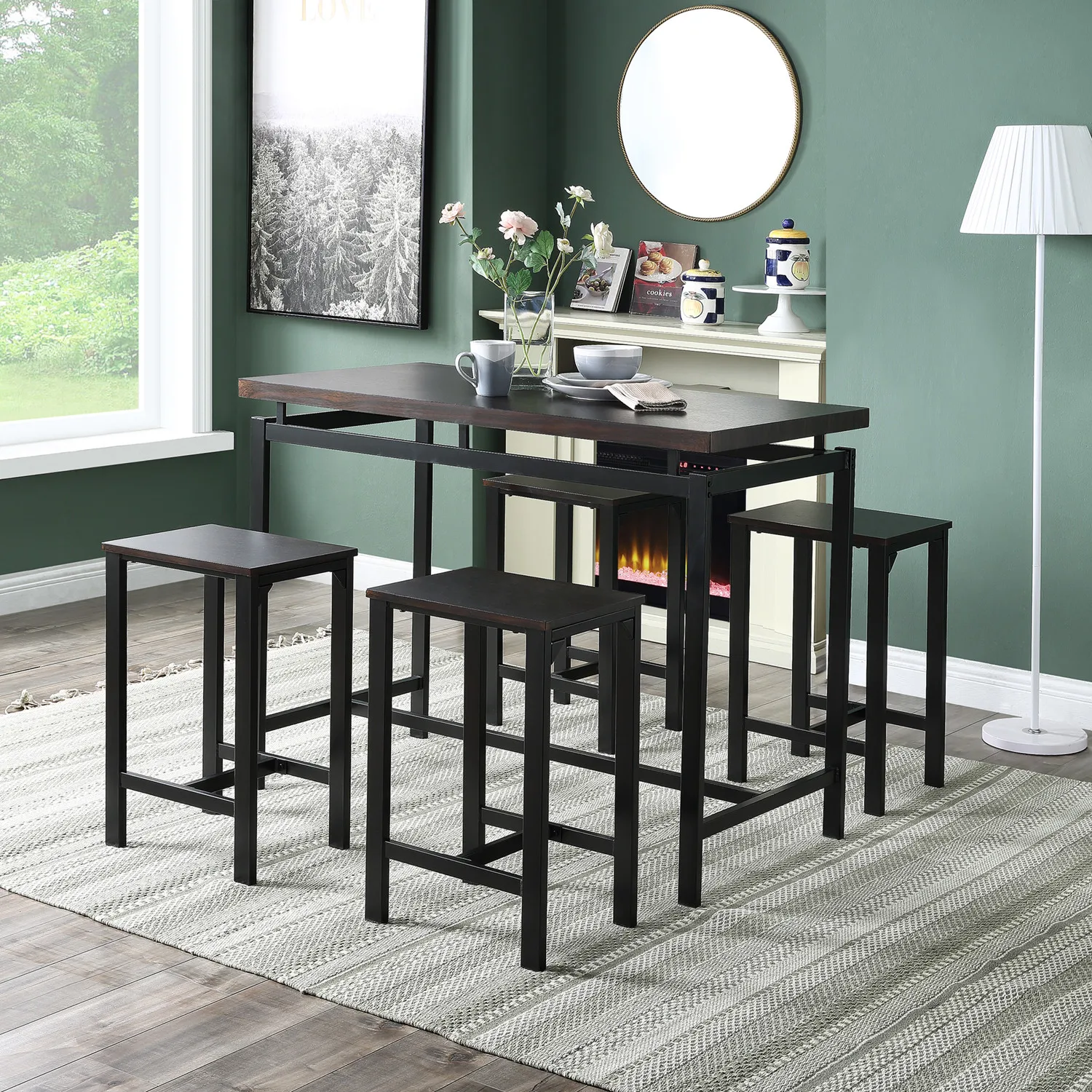 industrial dining furniture Height Wooden Long home Kitchen Breakfast Pub Bar Tables and Stools
