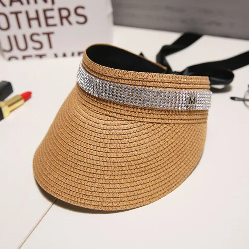 2022 New arrival summer beach visor cap Letter Big Brim Hat Travel Sun Hat Trend brand visor straw hats cap