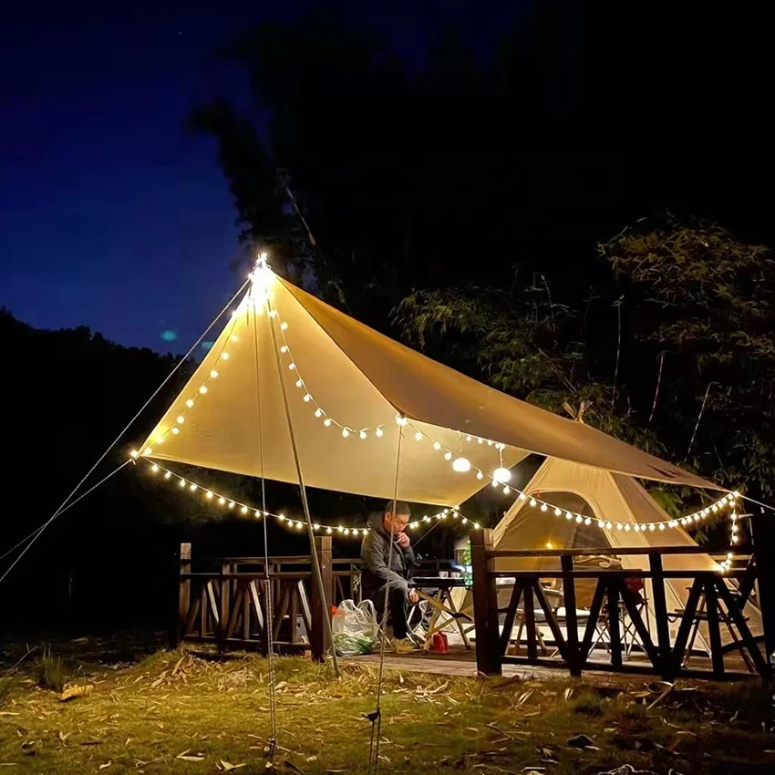 Yuangu Manufactory Outdoor camping convenient large pyramid for 4-6 people double layer hooded peaked tent