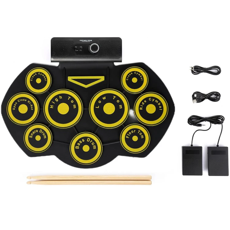 electronic roll up drum set kit educational music toy drum foldable usb mini percussion instrument for practice