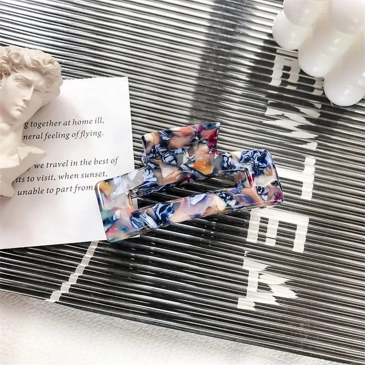 Hot Sale Rectangle Large Non Slip Acetate Hair Claw Clips 7.5cm Custom Barrette Hair Clip