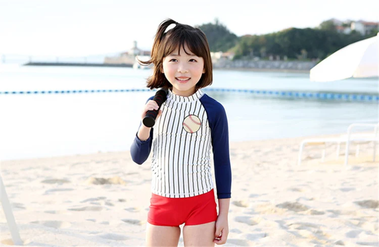 long sleeve two piece swimwear swimsuit for kids children swimwear girls