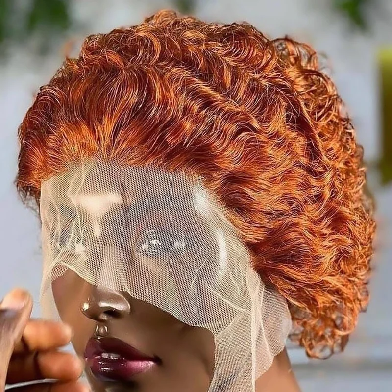 Clj Alibaba Online Shopping Pixie Coupe Aligned Remy Silky Vietnamese 1B99J Color 13X4 Short Pixie Cut Wig For Wigs